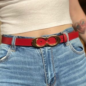 Coach Signature Buckle Belt - Red